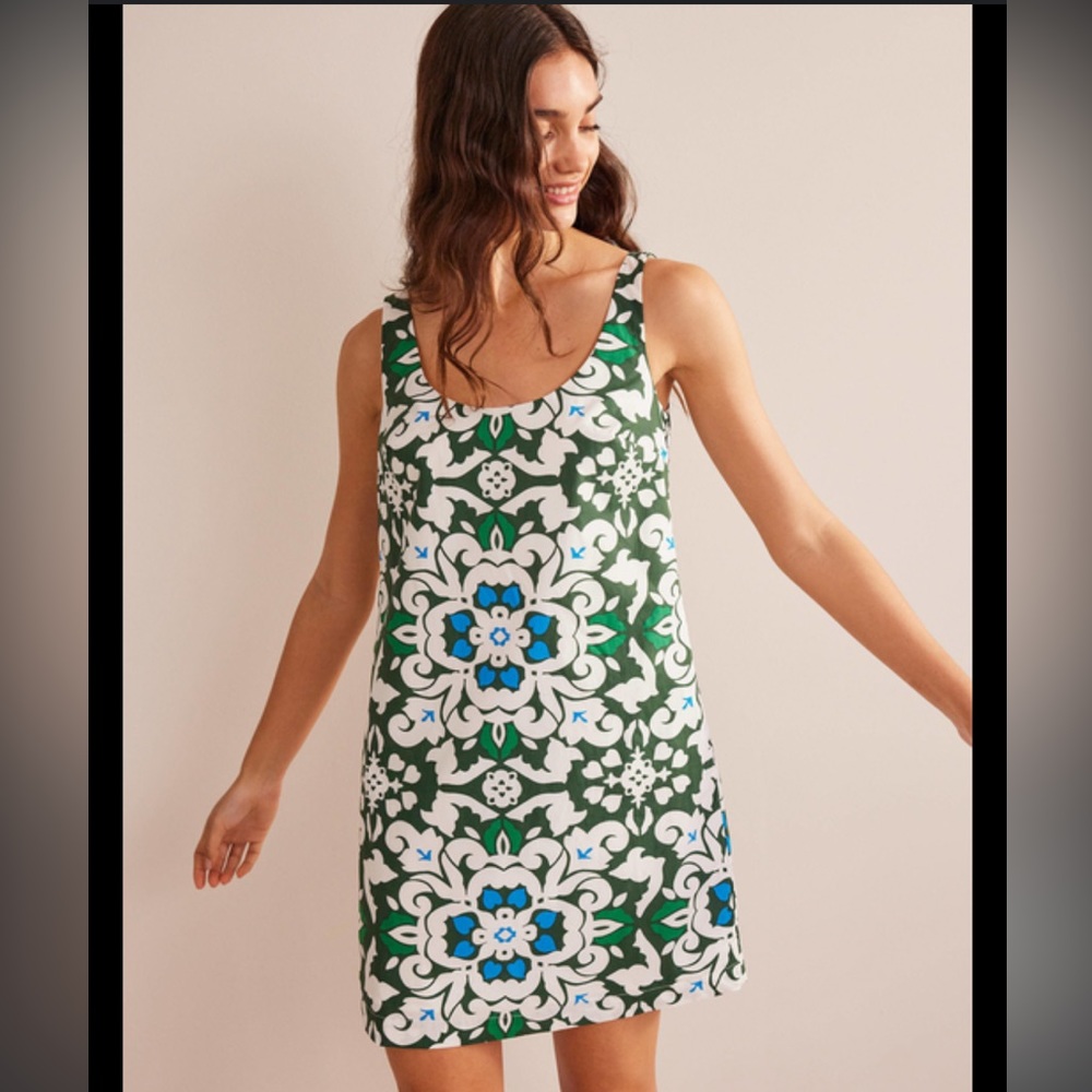 Boden Scoop Neck Shift Dress Opulent Pome 12 L Tank Midi